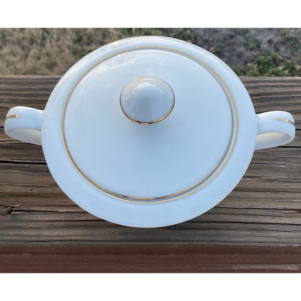Happy Home China Elegance Creamer Sugar Bowl White Flowers W/ Scrolls - Picture 4 of 9